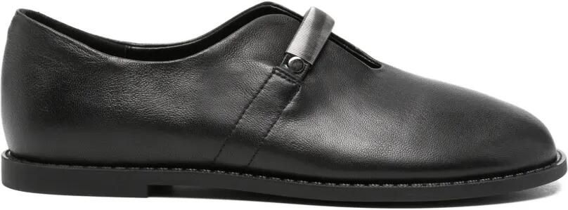 SERGIO MORETTI FIRENZE Leren loafers met metalen band Zwart