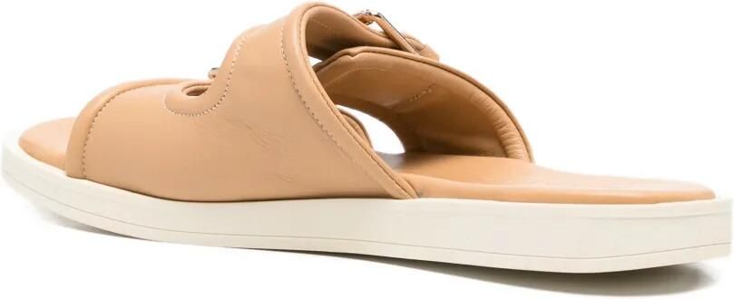 SERGIO MORETTI FIRENZE Leren sandalen met gesp Beige - Foto 3