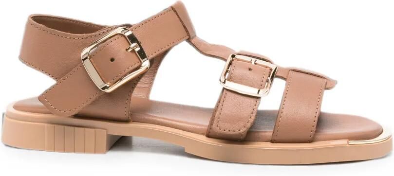 SERGIO MORETTI FIRENZE Leren sandalen met gesp Bruin