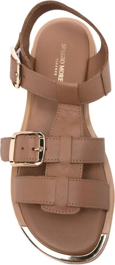 SERGIO MORETTI FIRENZE Leren sandalen met gesp Bruin - Foto 4