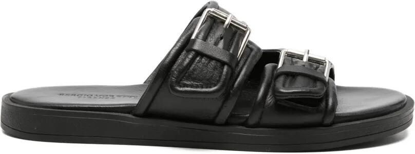 SERGIO MORETTI FIRENZE Leren sandalen met gesp Zwart
