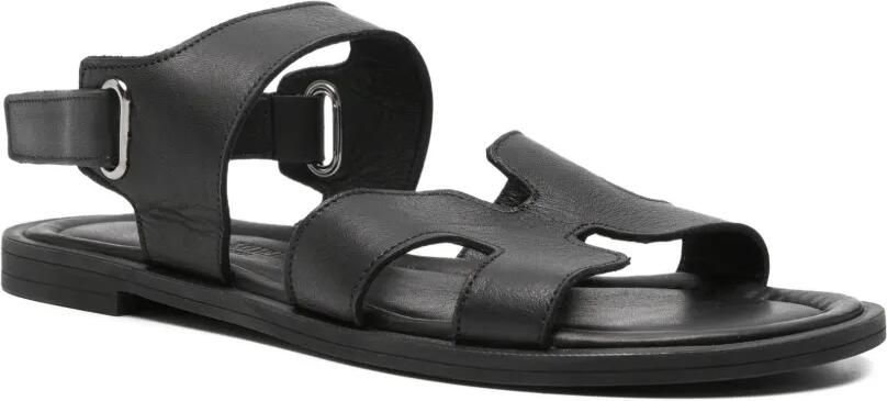 SERGIO MORETTI FIRENZE Leren sandalen met klittenband Zwart