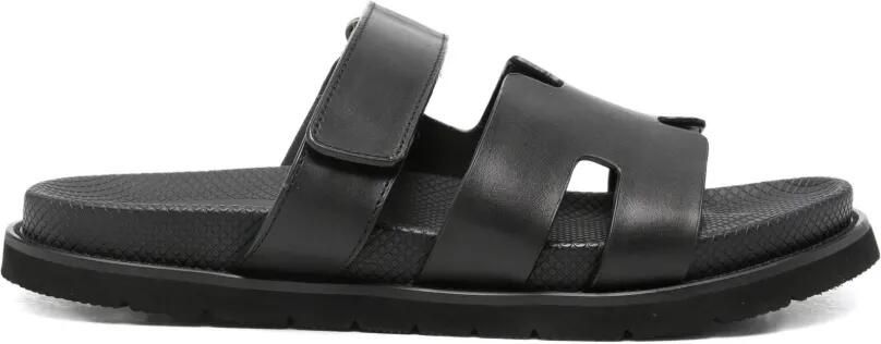 SERGIO MORETTI FIRENZE Leren sandalen met klittenband Zwart