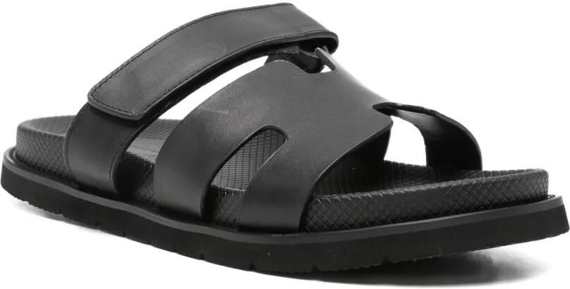 SERGIO MORETTI FIRENZE Leren sandalen met klittenband Zwart - Foto 3