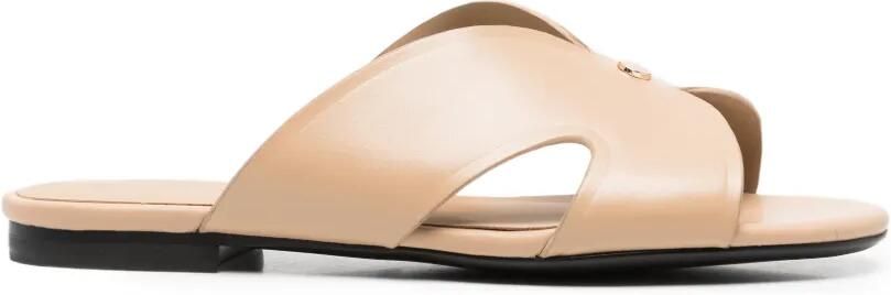 SERGIO MORETTI FIRENZE Leren sandalen met uitgesneden details Beige