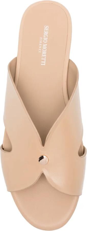 SERGIO MORETTI FIRENZE Leren sandalen met uitgesneden details Beige - Foto 3