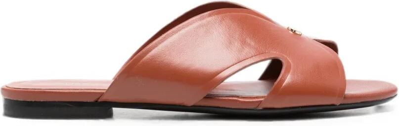 SERGIO MORETTI FIRENZE Leren slippers met uitgesneden details Bruin