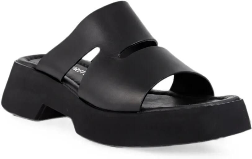 SERGIO MORETTI FIRENZE Leren slippers met uitgesneden details Zwart - Foto 2