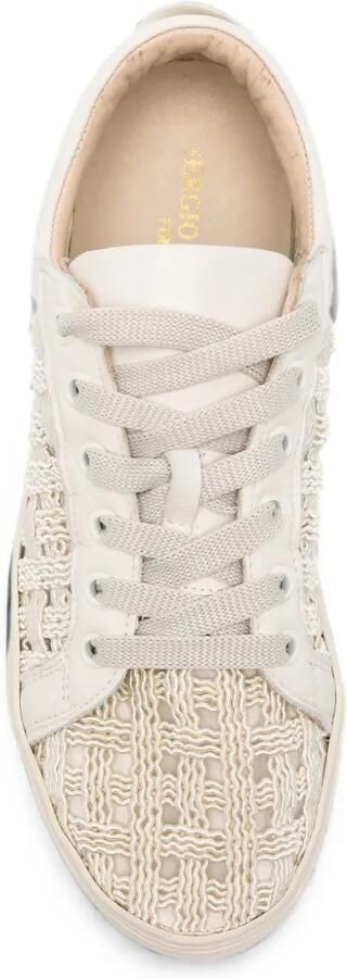SERGIO MORETTI FIRENZE Leren sneakers met geweven vlak Beige - Foto 4