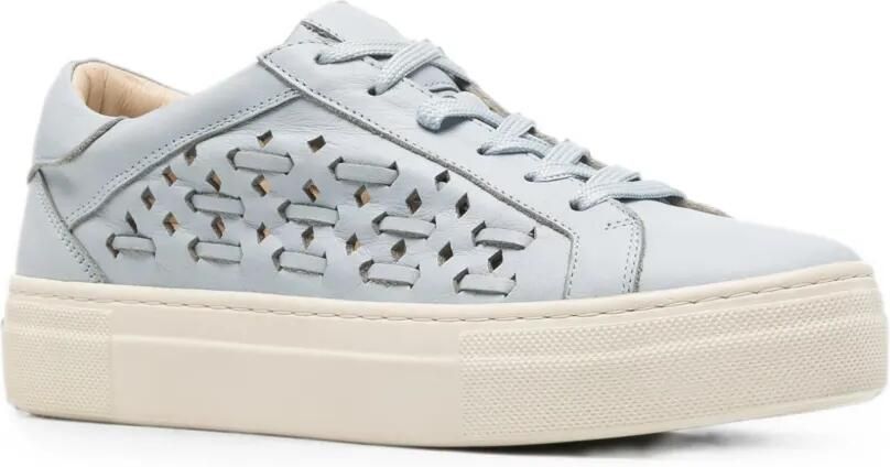 SERGIO MORETTI FIRENZE Leren sneakers met uitgesneden details Blauw - Foto 3