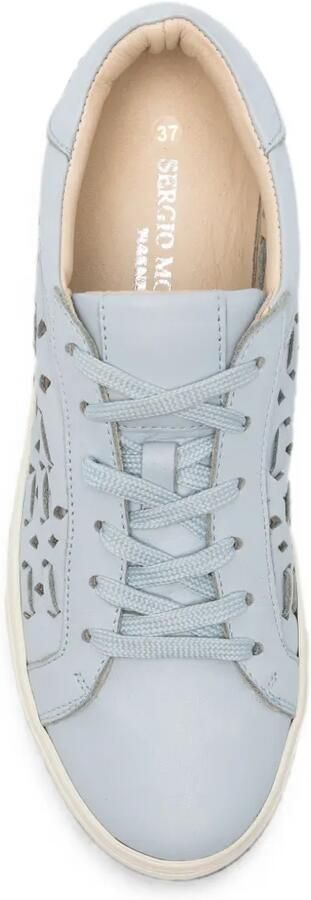 SERGIO MORETTI FIRENZE Leren sneakers met uitgesneden details Blauw - Foto 4