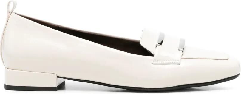 SERGIO MORETTI FIRENZE Loafers met vierkante neus en metalen plakkaat Beige