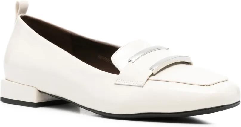 SERGIO MORETTI FIRENZE Loafers met vierkante neus en metalen plakkaat Beige - Foto 2