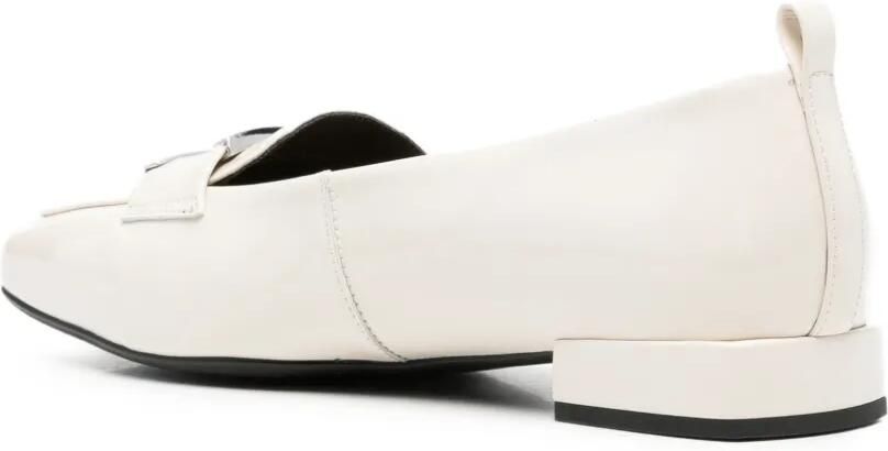 SERGIO MORETTI FIRENZE Loafers met vierkante neus en metalen plakkaat Beige - Foto 3
