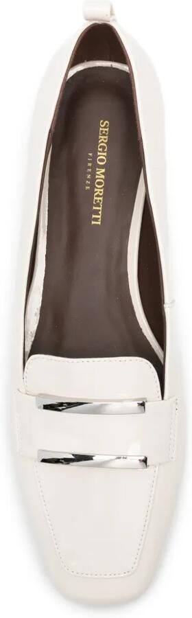 SERGIO MORETTI FIRENZE Loafers met vierkante neus en metalen plakkaat Beige - Foto 4