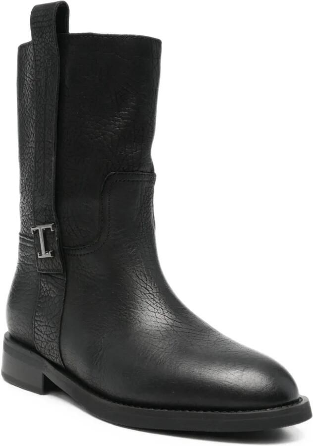 SERGIO MORETTI FIRENZE logo-plaque pebbled-leather boots Zwart - Foto 2