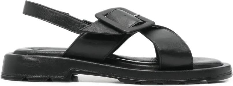 SERGIO MORETTI FIRENZE Platte slingback sandalen met gesp Zwart