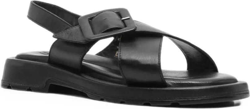 SERGIO MORETTI FIRENZE Platte slingback sandalen met gesp Zwart - Foto 3
