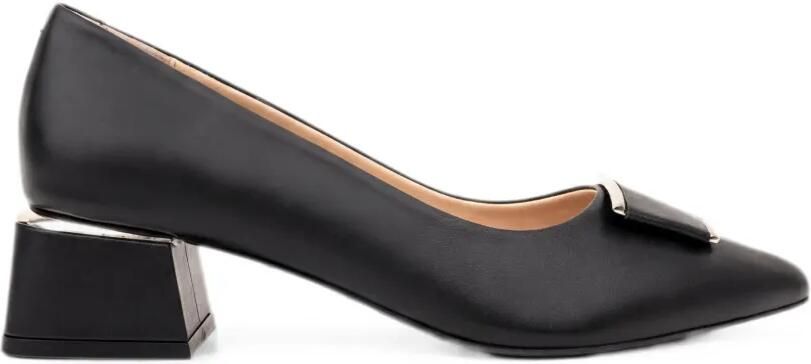 SERGIO MORETTI FIRENZE Pumps met blokhak en gespdetail Zwart