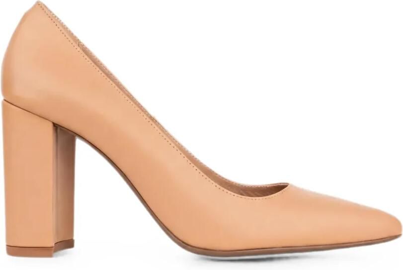 SERGIO MORETTI FIRENZE Pumps met blokhak en puntige neus Beige