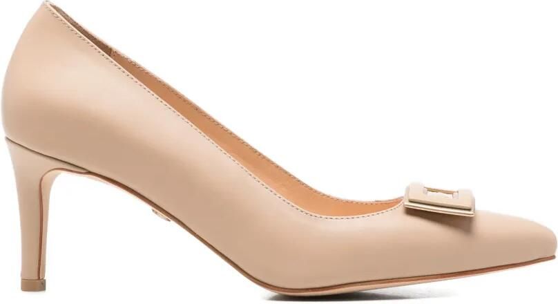 SERGIO MORETTI FIRENZE Pumps met gespdetail en puntige neus Beige