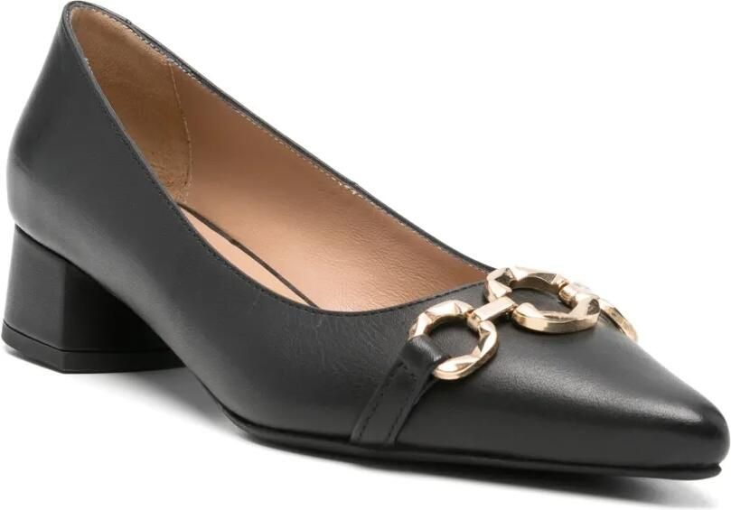 SERGIO MORETTI FIRENZE Pumps met kettingdetail en puntige neus Zwart