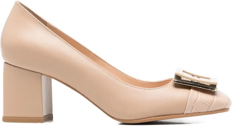 SERGIO MORETTI FIRENZE Pumps met krokodillen-reliëf en gespdetail Beige
