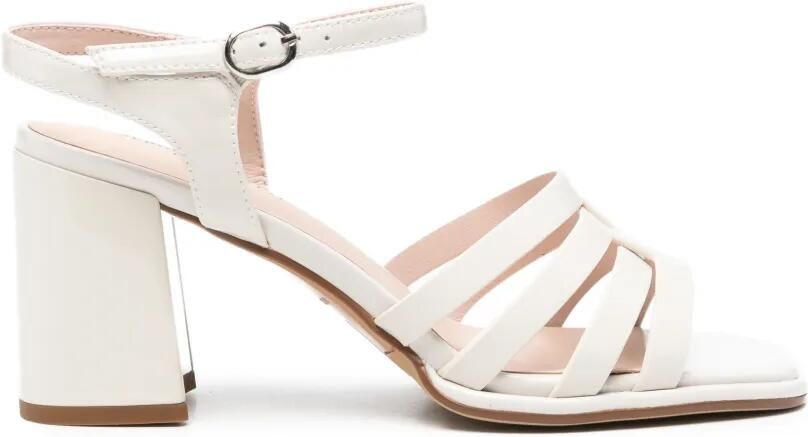 SERGIO MORETTI FIRENZE Sandalen met blokhak en gekooid bandje Beige
