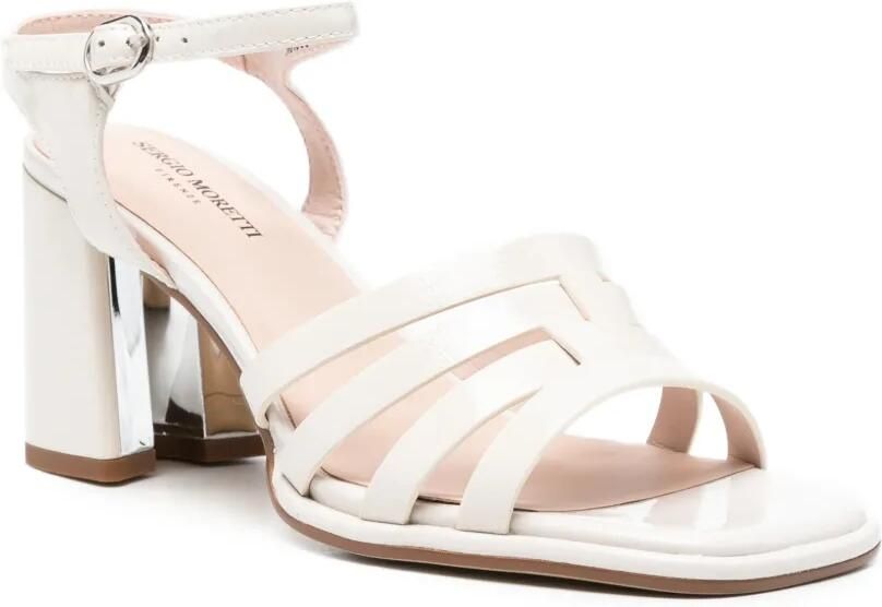 SERGIO MORETTI FIRENZE Sandalen met blokhak en gekooid bandje Beige - Foto 2