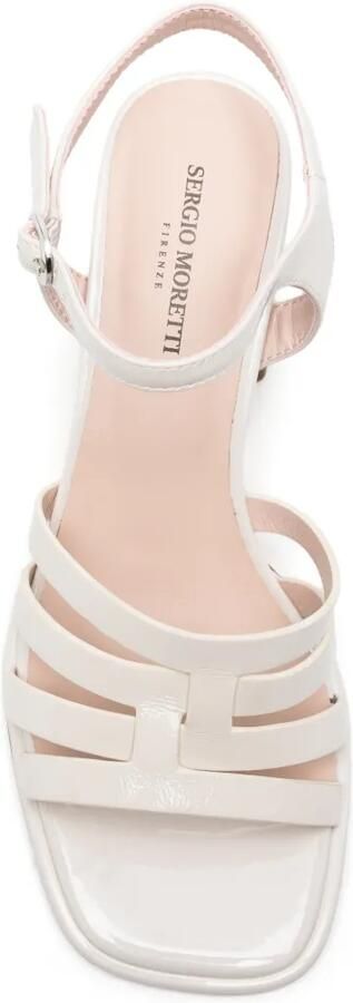 SERGIO MORETTI FIRENZE Sandalen met blokhak en gekooid bandje Beige - Foto 4
