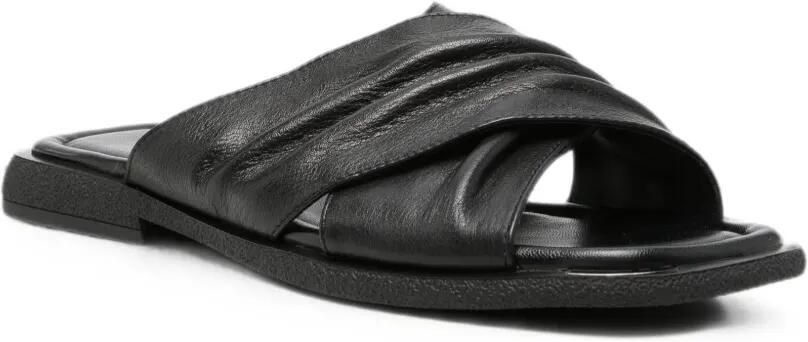 SERGIO MORETTI FIRENZE Sandalen met gekruiste bandjes en ruches Zwart - Foto 3