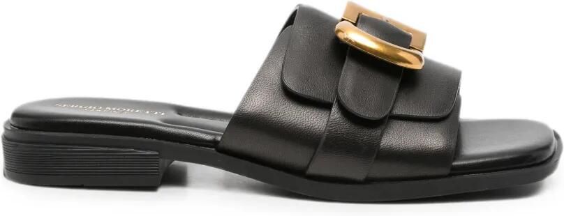 SERGIO MORETTI FIRENZE Sandalen met gespdetail en vierkante neus Zwart