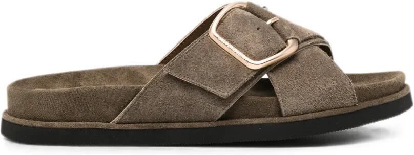 SERGIO MORETTI FIRENZE Sandalen met gespsluiting en gekruiste bandjes Groen
