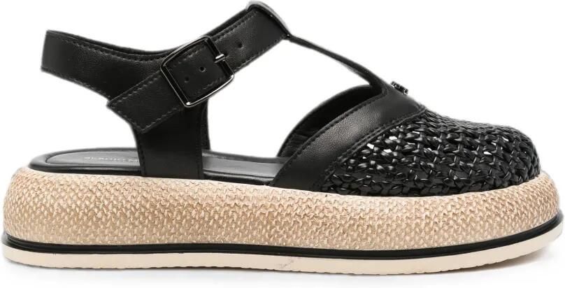 SERGIO MORETTI FIRENZE Sandalen met geweven vlak en gespsluiting Zwart