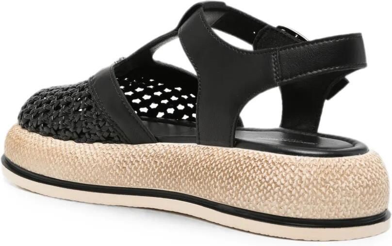SERGIO MORETTI FIRENZE Sandalen met geweven vlak en gespsluiting Zwart - Foto 2