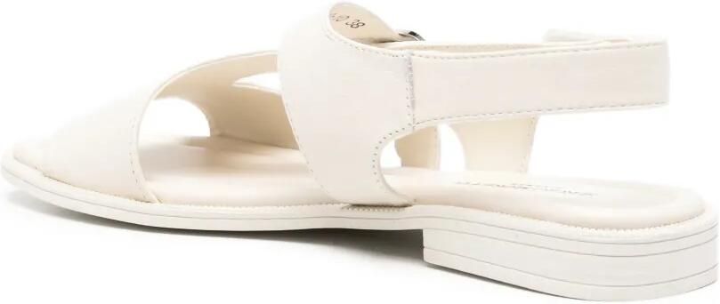 SERGIO MORETTI FIRENZE Sandalen met klittenband en gesp Beige - Foto 4