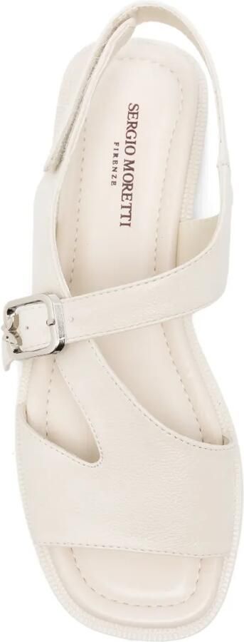 SERGIO MORETTI FIRENZE Sandalen met klittenband en gesp Beige - Foto 2