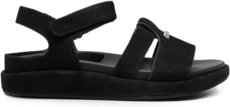 SERGIO MORETTI FIRENZE Sandalen met klittenband en logoplakkaat Zwart