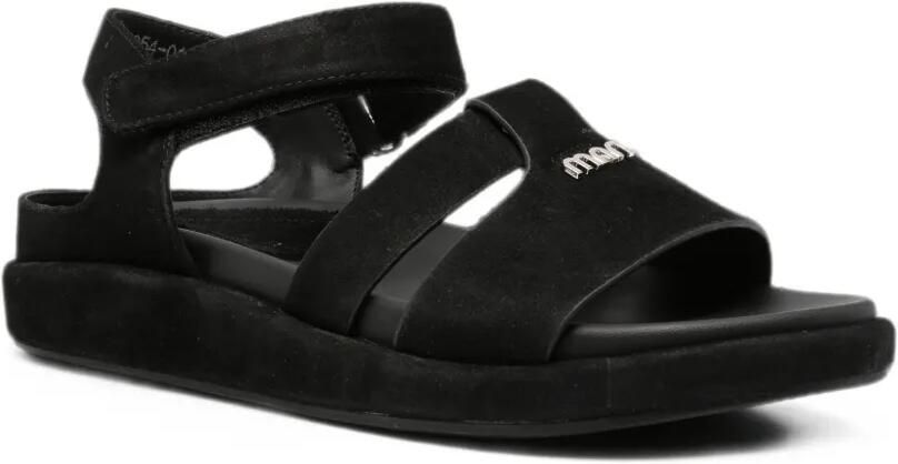 SERGIO MORETTI FIRENZE Sandalen met klittenband en logoplakkaat Zwart - Foto 3