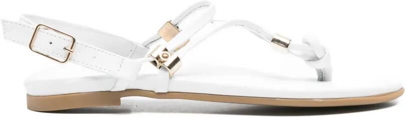 SERGIO MORETTI FIRENZE Sandalen met logo-plakkaat en T-bandje Wit