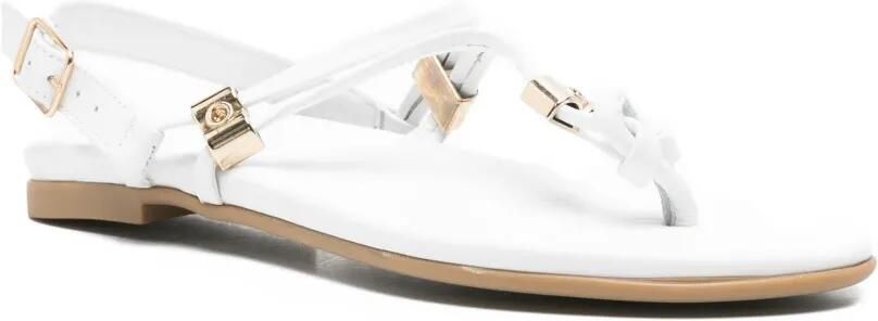 SERGIO MORETTI FIRENZE Sandalen met logo-plakkaat en T-bandje Wit - Foto 4