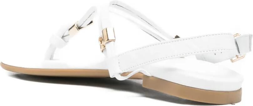 SERGIO MORETTI FIRENZE Sandalen met logo-plakkaat en T-bandje Wit - Foto 3