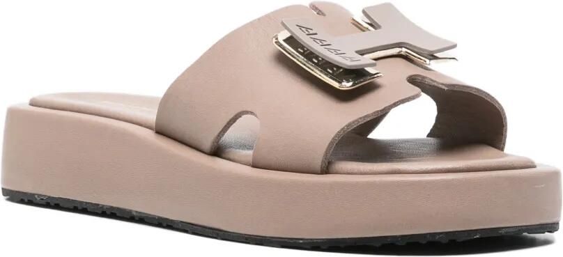 SERGIO MORETTI FIRENZE Sandalen met logoplakkaat Beige - Foto 4