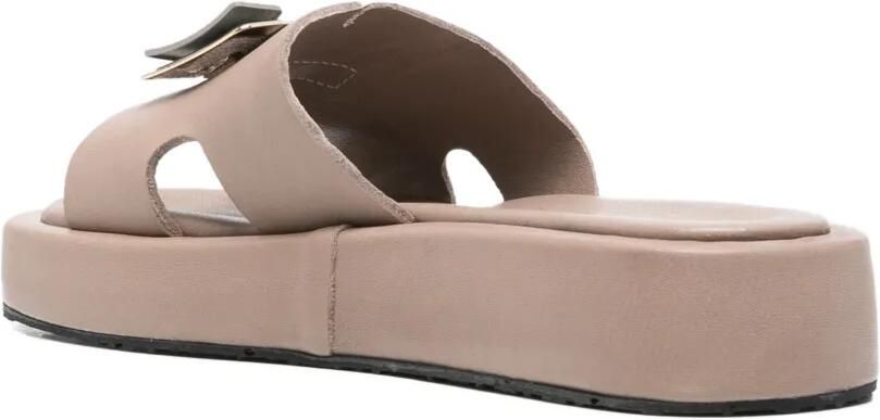 SERGIO MORETTI FIRENZE Sandalen met logoplakkaat Beige - Foto 3
