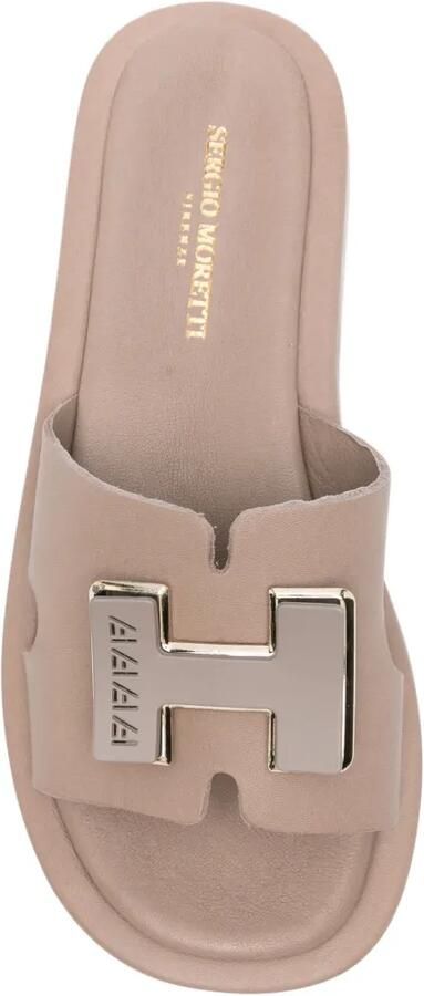 SERGIO MORETTI FIRENZE Sandalen met logoplakkaat Beige - Foto 2