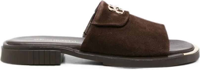 SERGIO MORETTI FIRENZE Sandalen met logoplakkaat Bruin