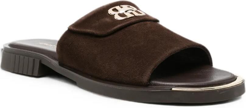 SERGIO MORETTI FIRENZE Sandalen met logoplakkaat Bruin - Foto 4