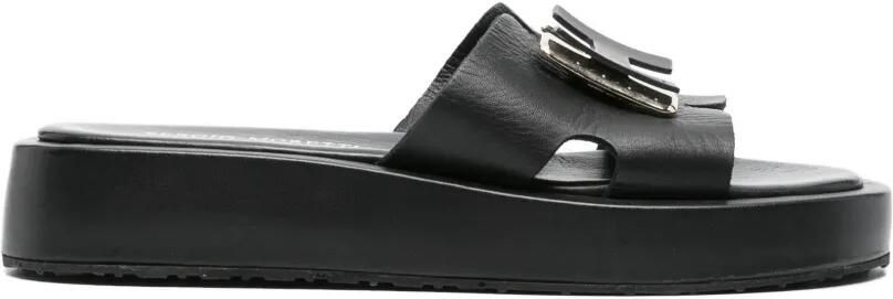 SERGIO MORETTI FIRENZE Sandalen met logoplakkaat Zwart
