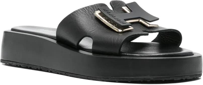 SERGIO MORETTI FIRENZE Sandalen met logoplakkaat Zwart - Foto 3