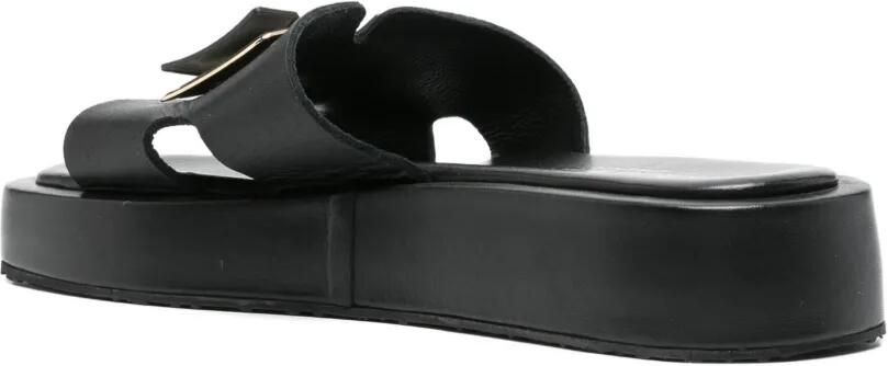 SERGIO MORETTI FIRENZE Sandalen met logoplakkaat Zwart - Foto 4